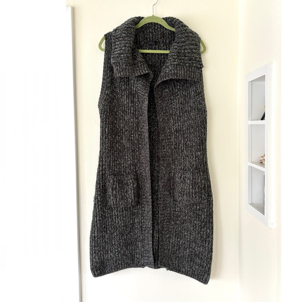 Prana Thalia wool blend black dark gray grey duster sweater - Picture 3 of 16